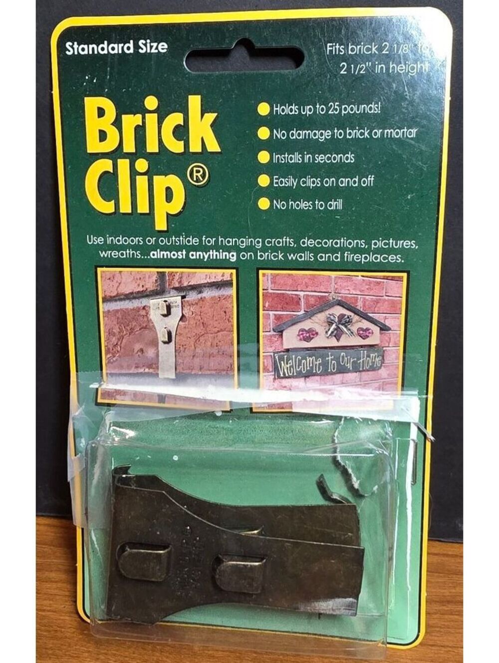 Brick Clip – Standard Size, No-Drill Hanger, Holds 25 lbs